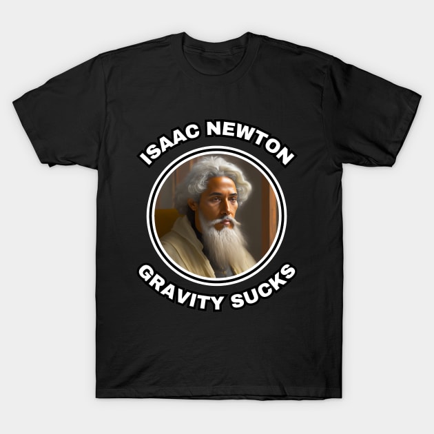 🍎 Sir Isaac Newton Figures Out that Gravity Sucks T-Shirt by Pixoplanet